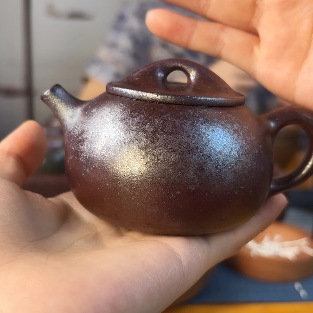 茶壶紫砂瑕疵柴烧紫砂石瓢