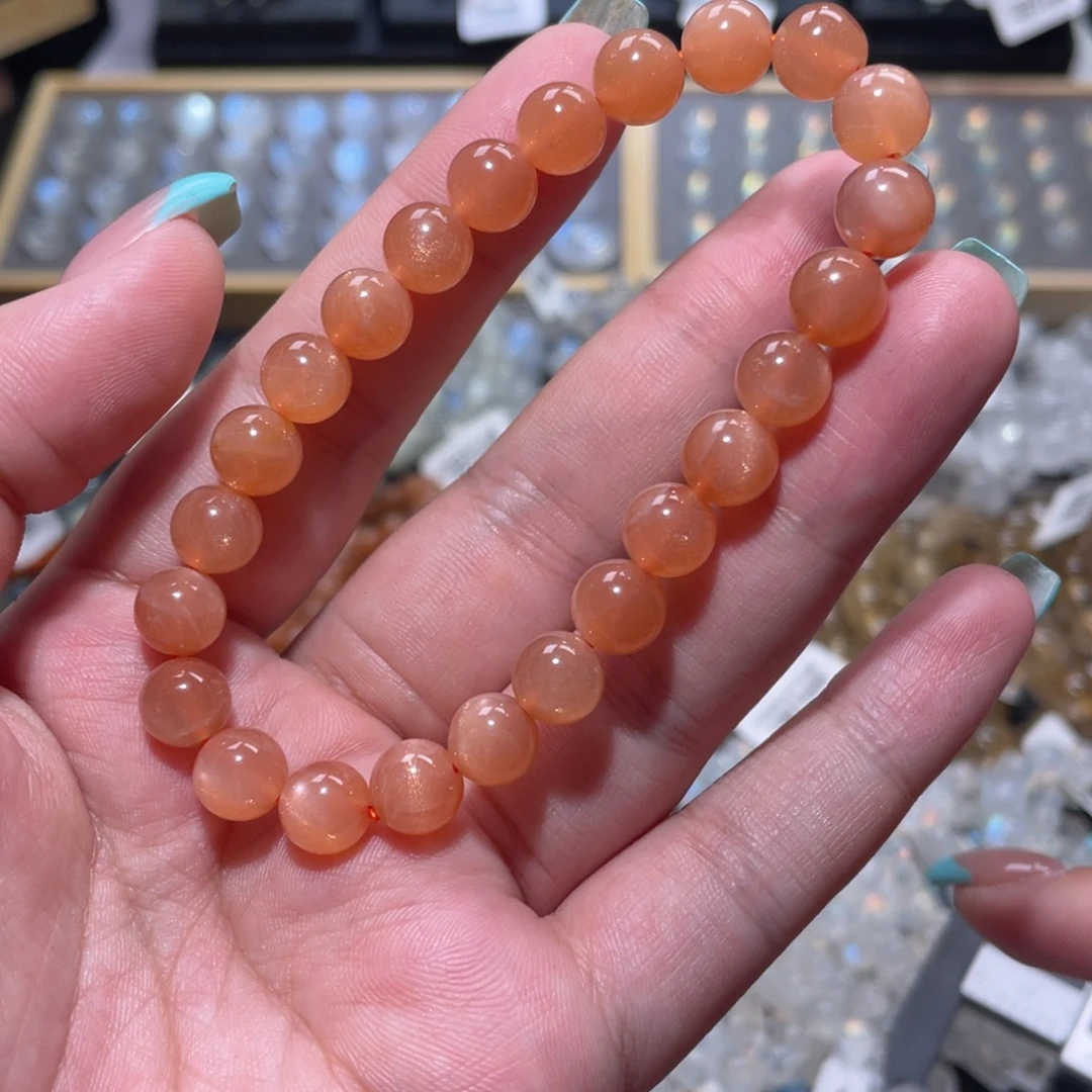 手链长石未镶嵌橙月光手链8.5mm
