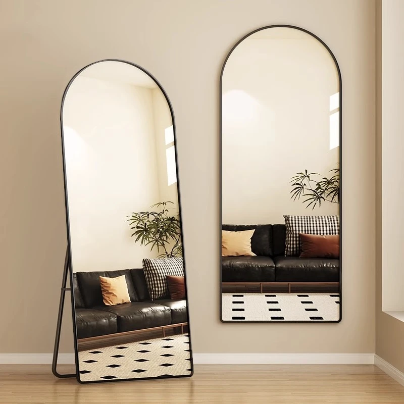 自粘家用全身镜法式全身镜落地镜立式家用女生卧室拱形玻璃穿衣镜