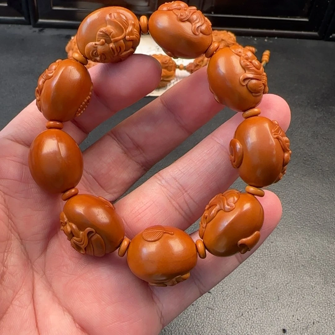 手串/手链橄榄核宋水官浮雕八宝弥勒手串