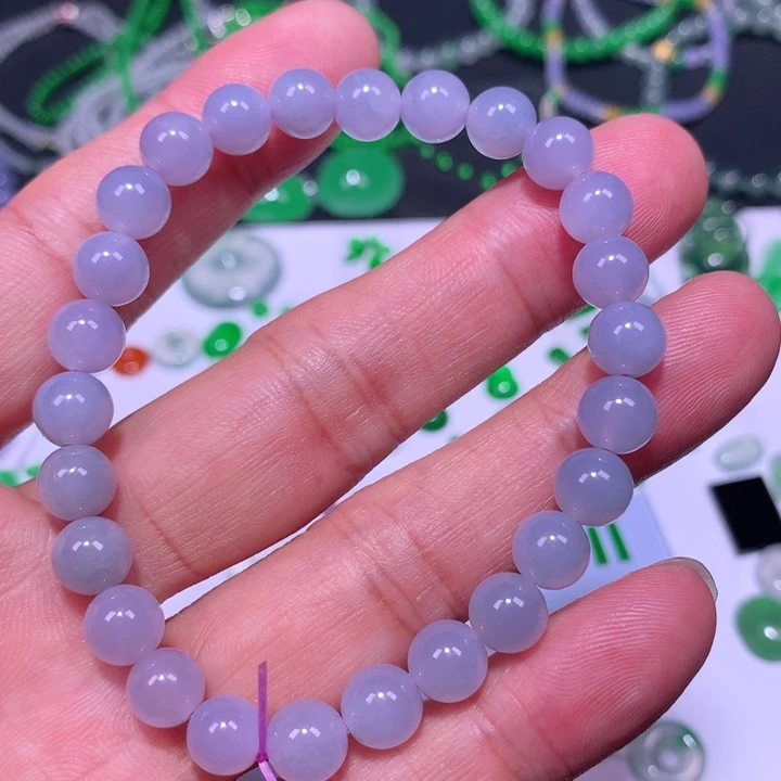 翡翠裸石紫罗兰珠串
