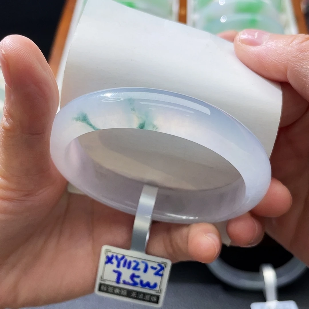 翡翠未镶嵌手镯53.8贵妃冰飘花～小手毕业款