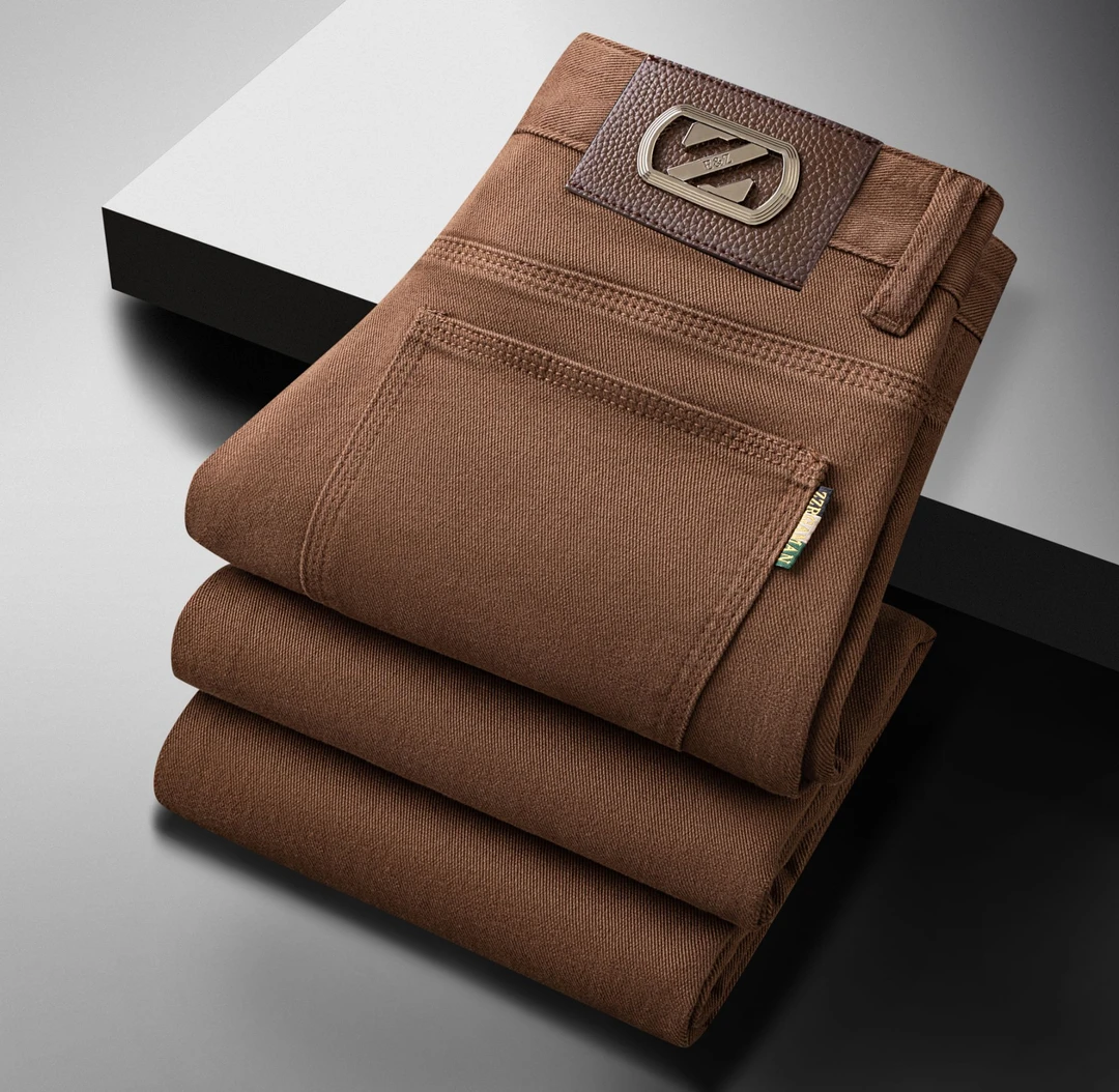 YUANNIU/原牛秋季新款顶奢定制款男士牛仔裤时尚百搭修身小直筒