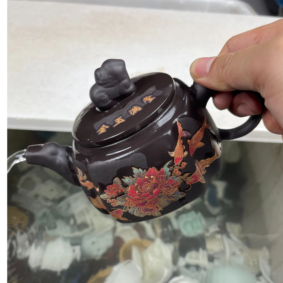 【闪购商品】金玉满堂深井老紫泥四方壶J