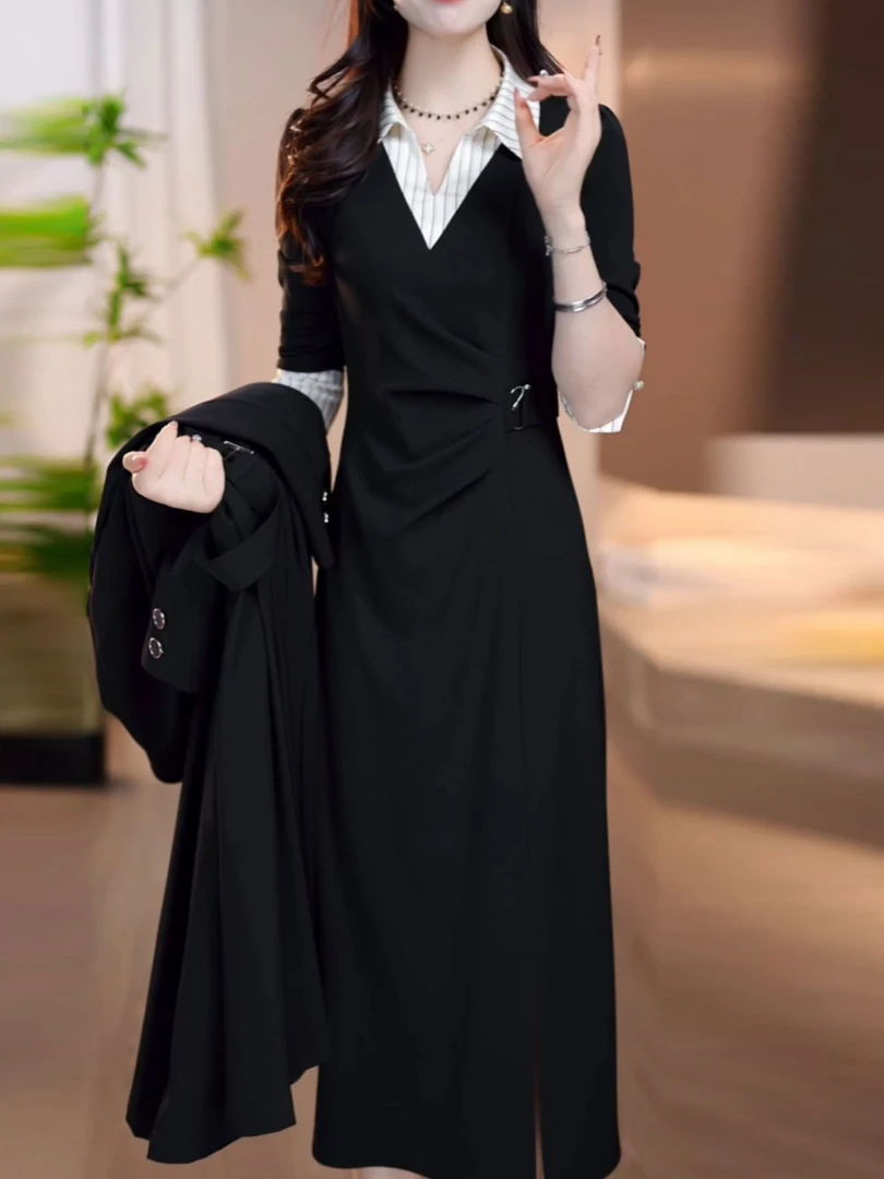 连衣裙2025新款早秋今年流行爆款气质轻奢高级感高档减龄长袖裙子