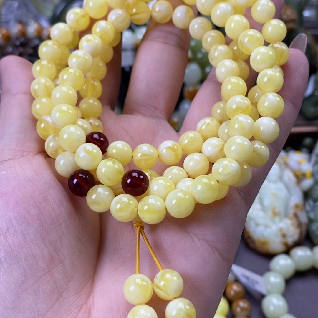 未镶嵌蜜蜡手链108粒卡8