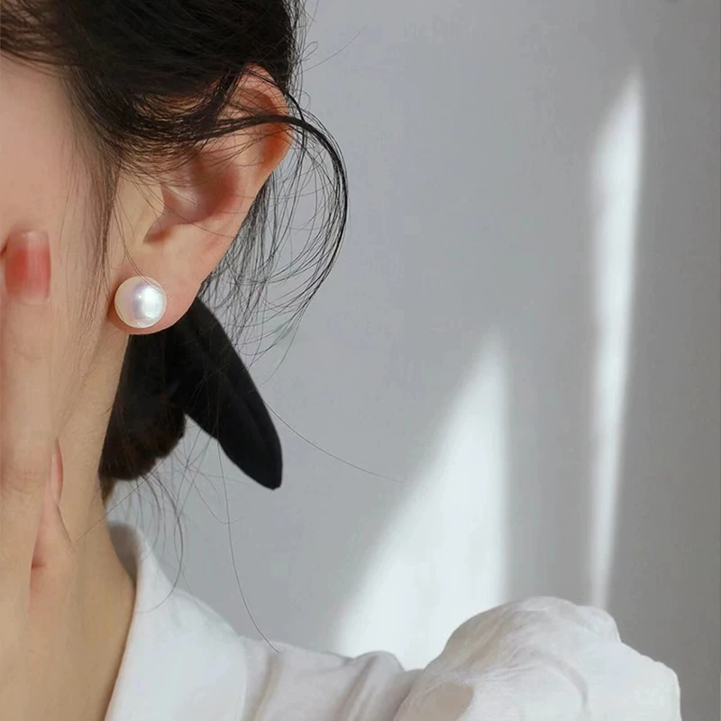 淡水珍珠耳钉8-9馒头珠