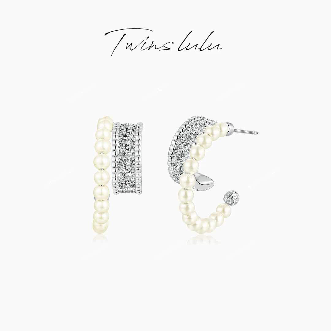 TWINS LULU 镀K金 法式轻奢气质时尚珠珠双层珠珠耳环TSL2400