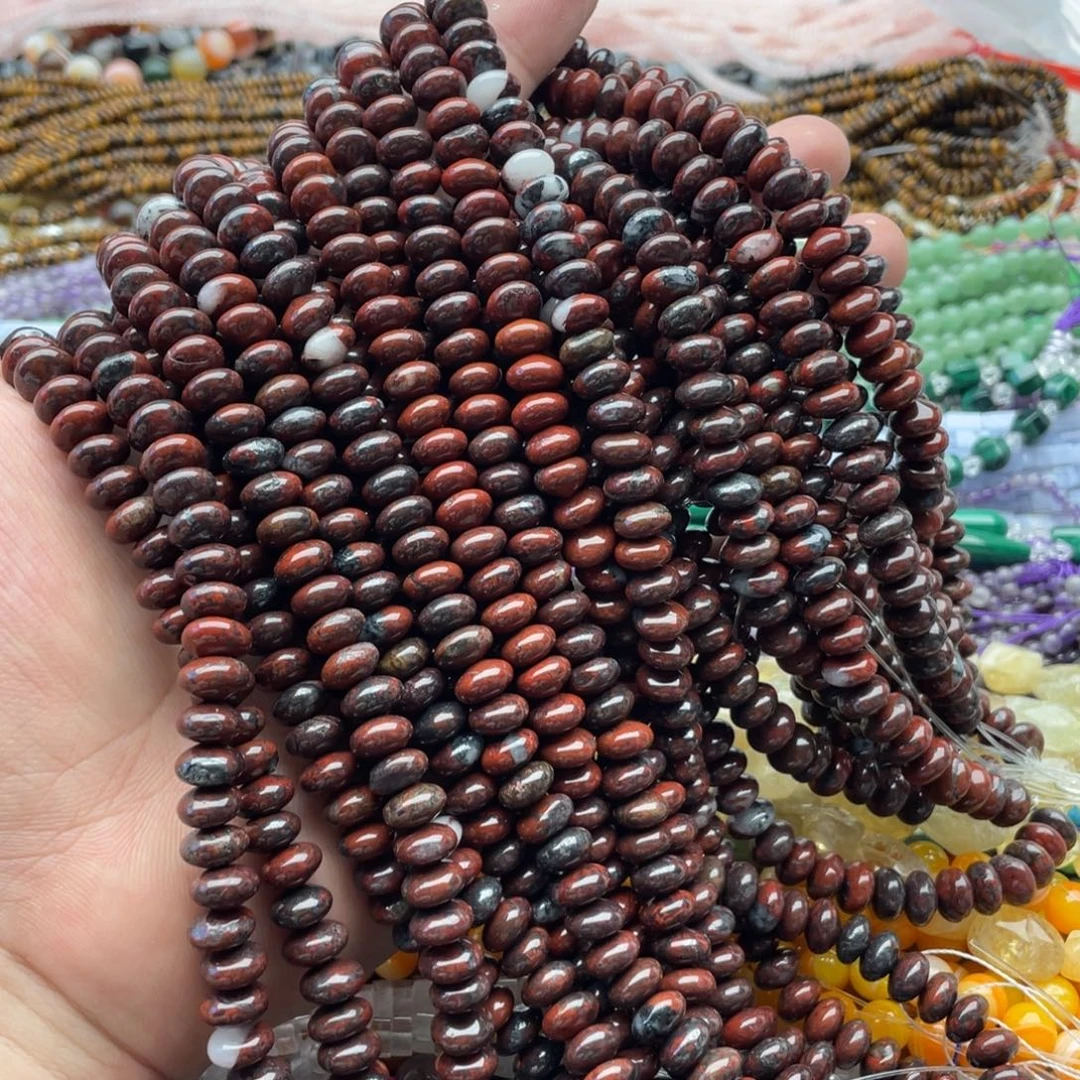 合金玛瑙/玉髓珠宝半成品一条装卡8mm红碧玉算盘珠