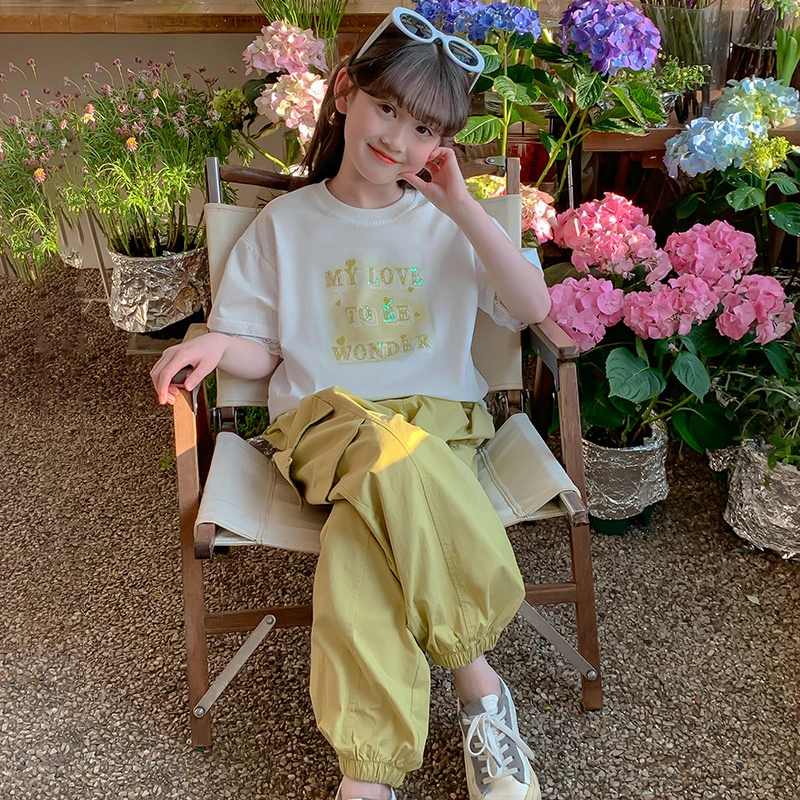 女童套装夏装新款洋气儿童装夏季薄款短袖女孩夏款休闲两件套