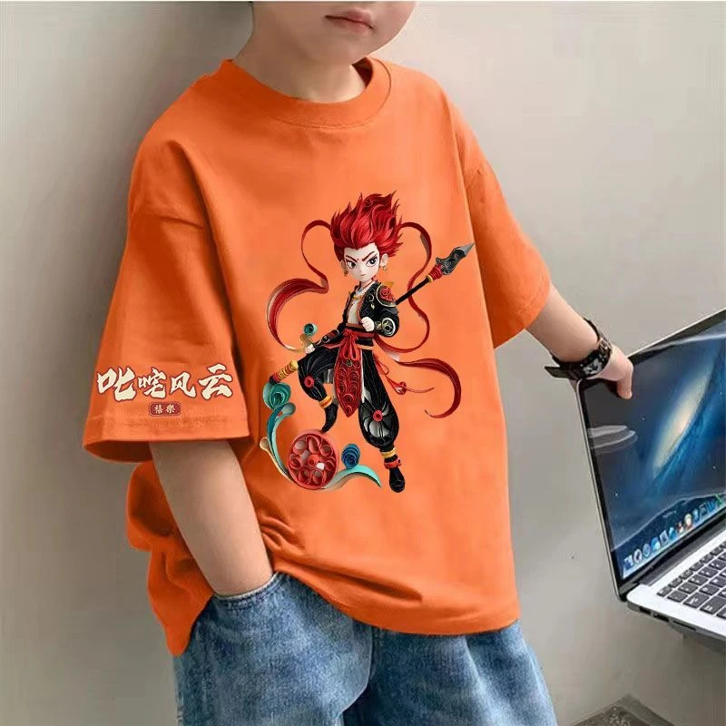 夏季男童短袖纯棉T恤新款哪吒中大童男孩宽松童装儿童半袖上衣潮t