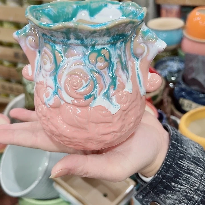 有孔.凑满10元发货多肉陶瓷花盆！