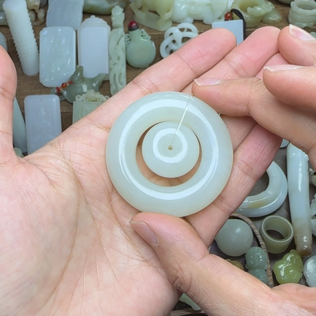 和田玉挂件未镶嵌母子扣