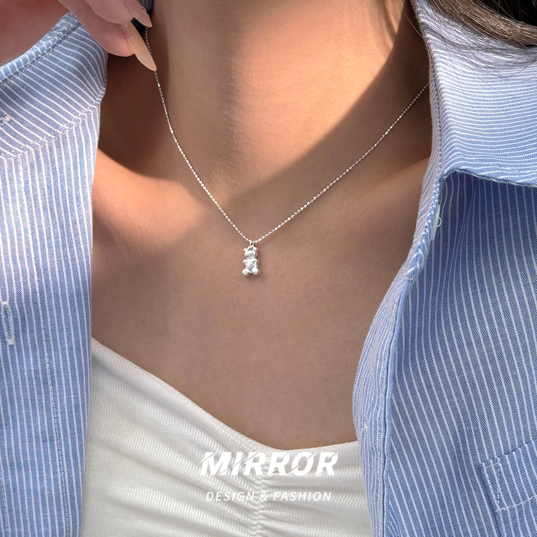 小麋人 坠链均925银 CX5887小熊吊坠项链女锁骨链时尚小众设计