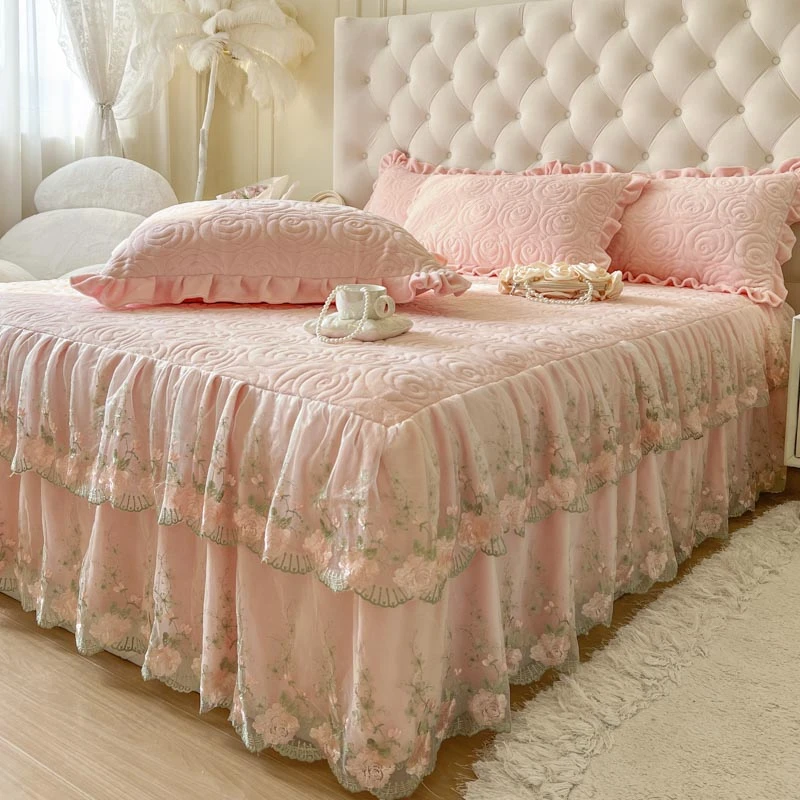 冬天牛奶绒床裙式床笠夹棉加厚全包防滑珊瑚绒席梦思床罩加绒床套