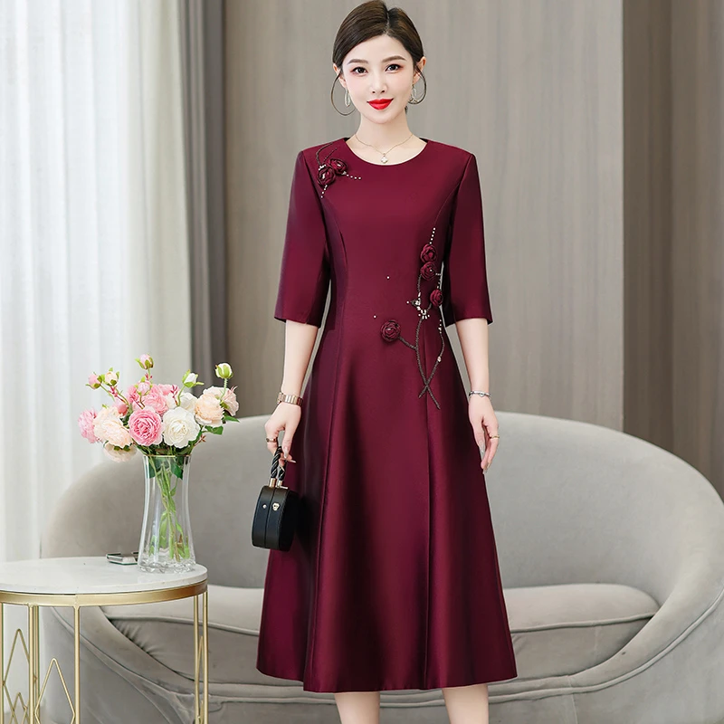 连衣裙高端女款洋气上档次旗袍婚礼妈妈婚宴礼服喜婆婆装敬酒气质