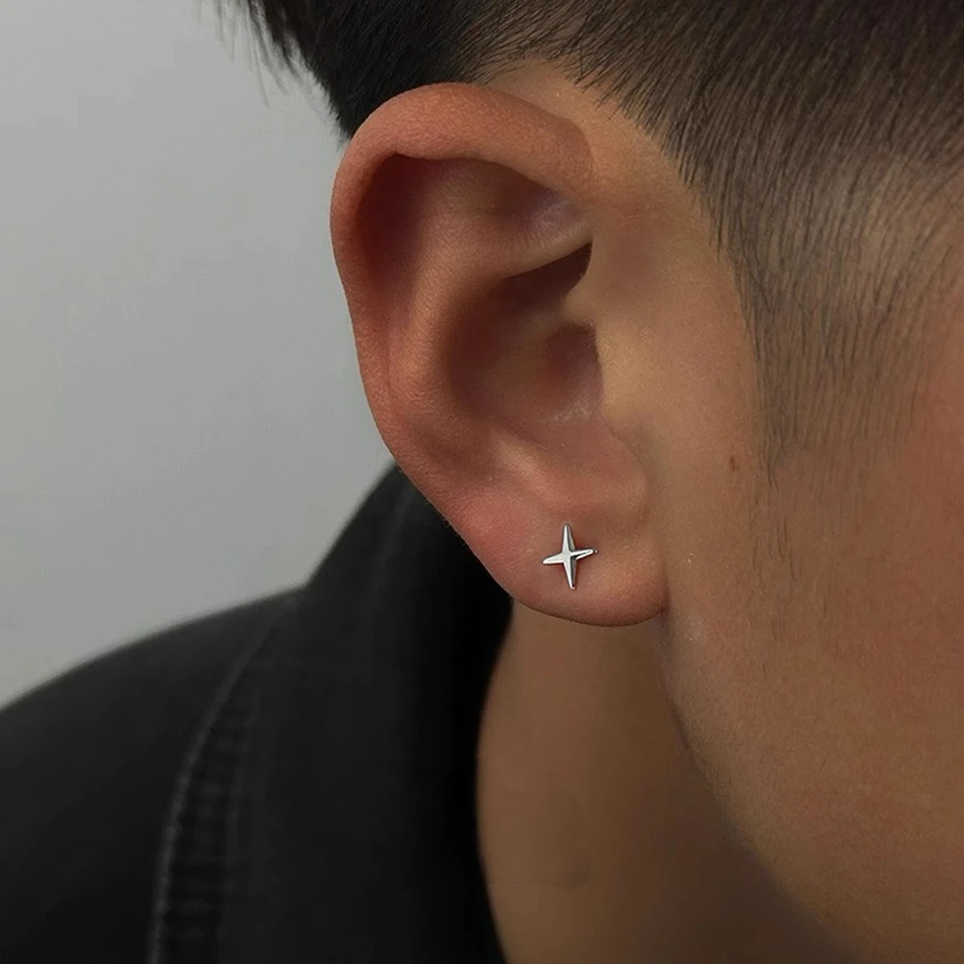 钛钢耳饰 银针养耳洞耳钉男ins潮小众简约单只男士耳环迷你气质