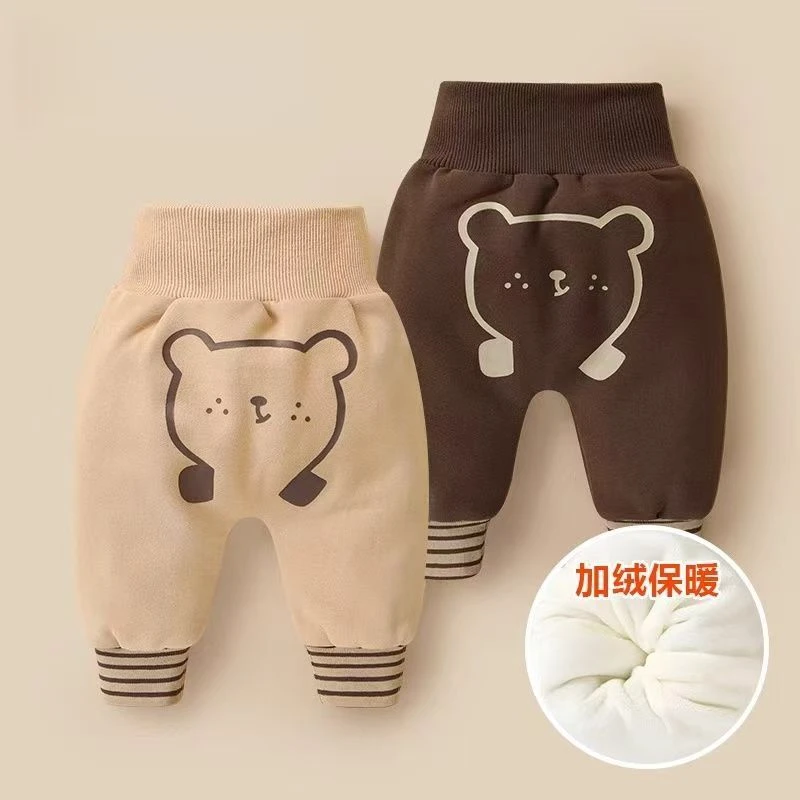 婴幼儿加绒PP裤秋冬季儿童卡通保暖长裤宝宝加厚高腰护肚冬款裤子