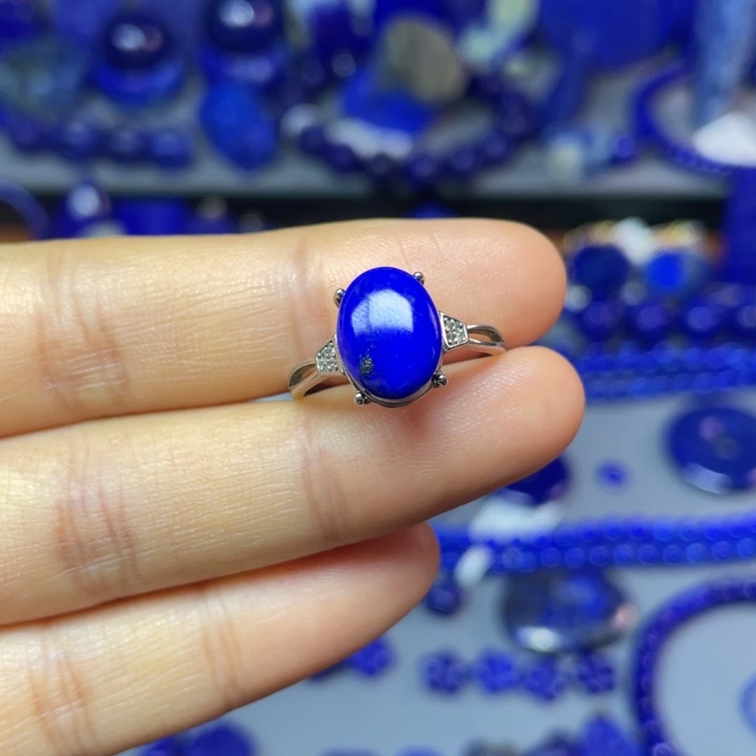 青金石银S925镶嵌戒指（可调节）