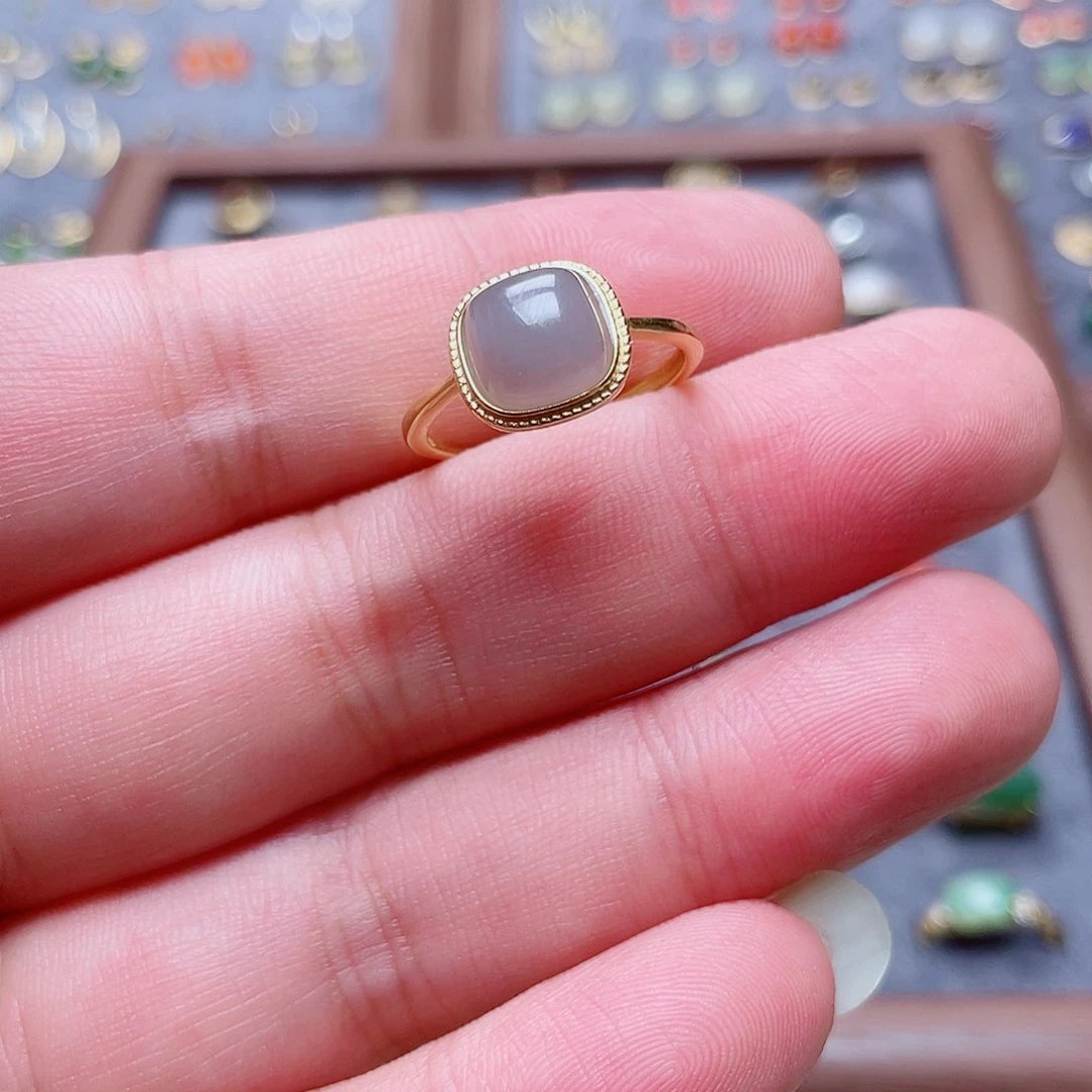 和田玉戒指银S925镶嵌用****迪