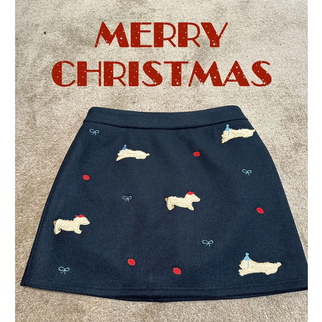 冬季加厚微胖款腊肠狗绣花短裙高腰-6905