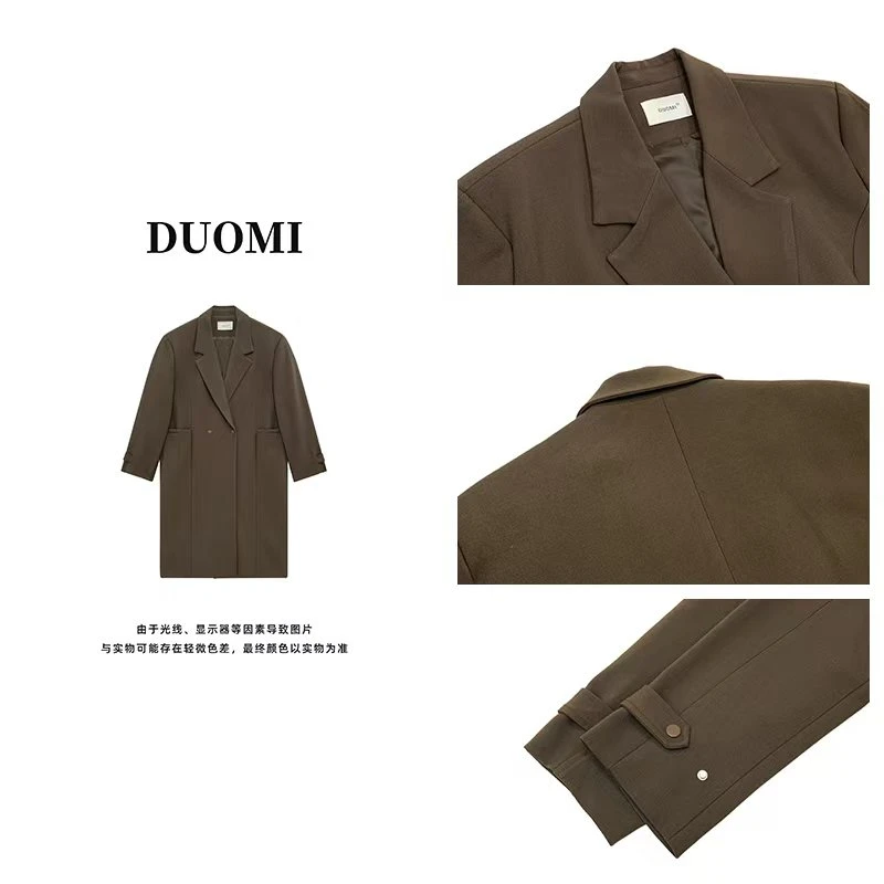【DUOMI】新款高智淡人女装百搭休闲小众设计风格外套大衣D3095