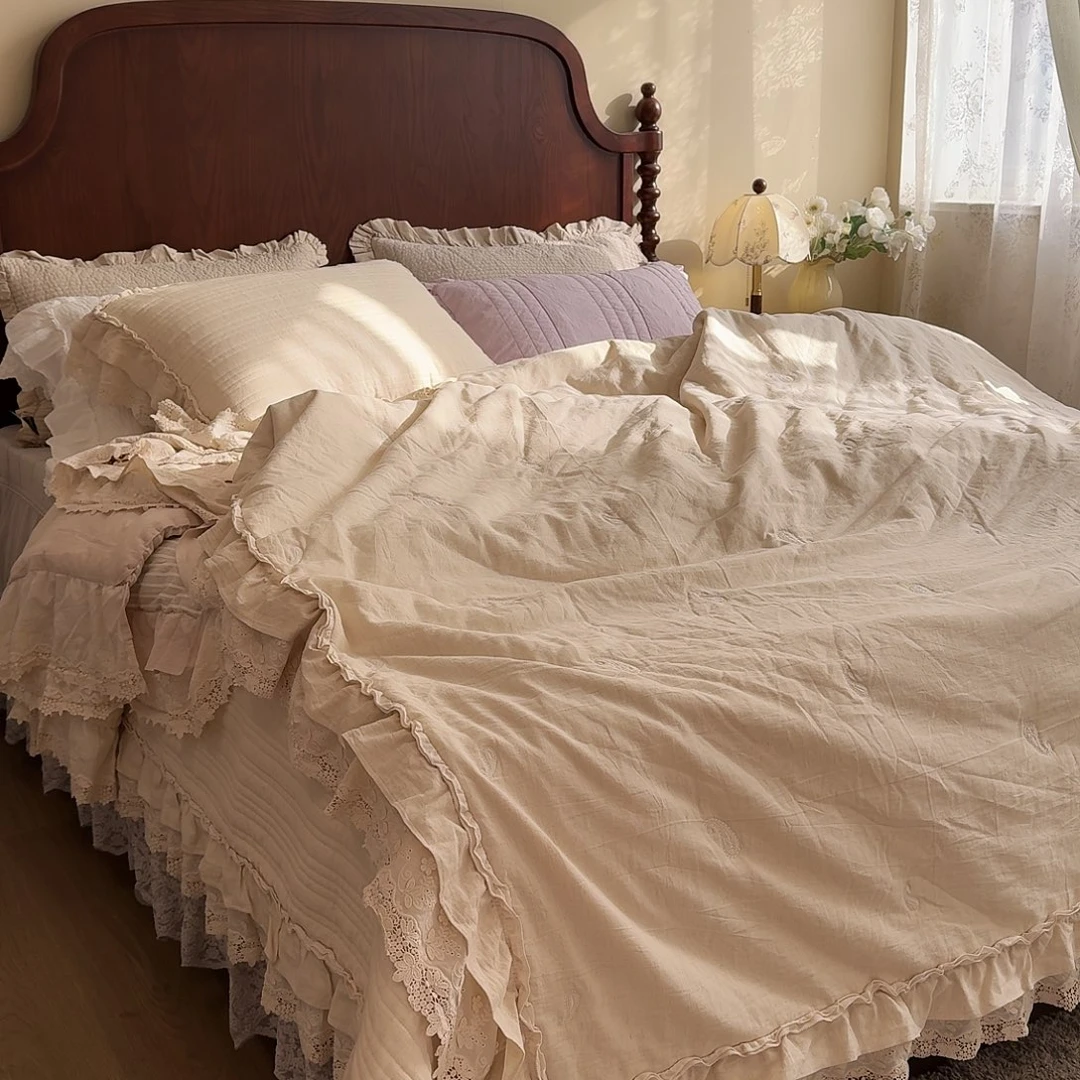 棉棉麻花边单被套2米