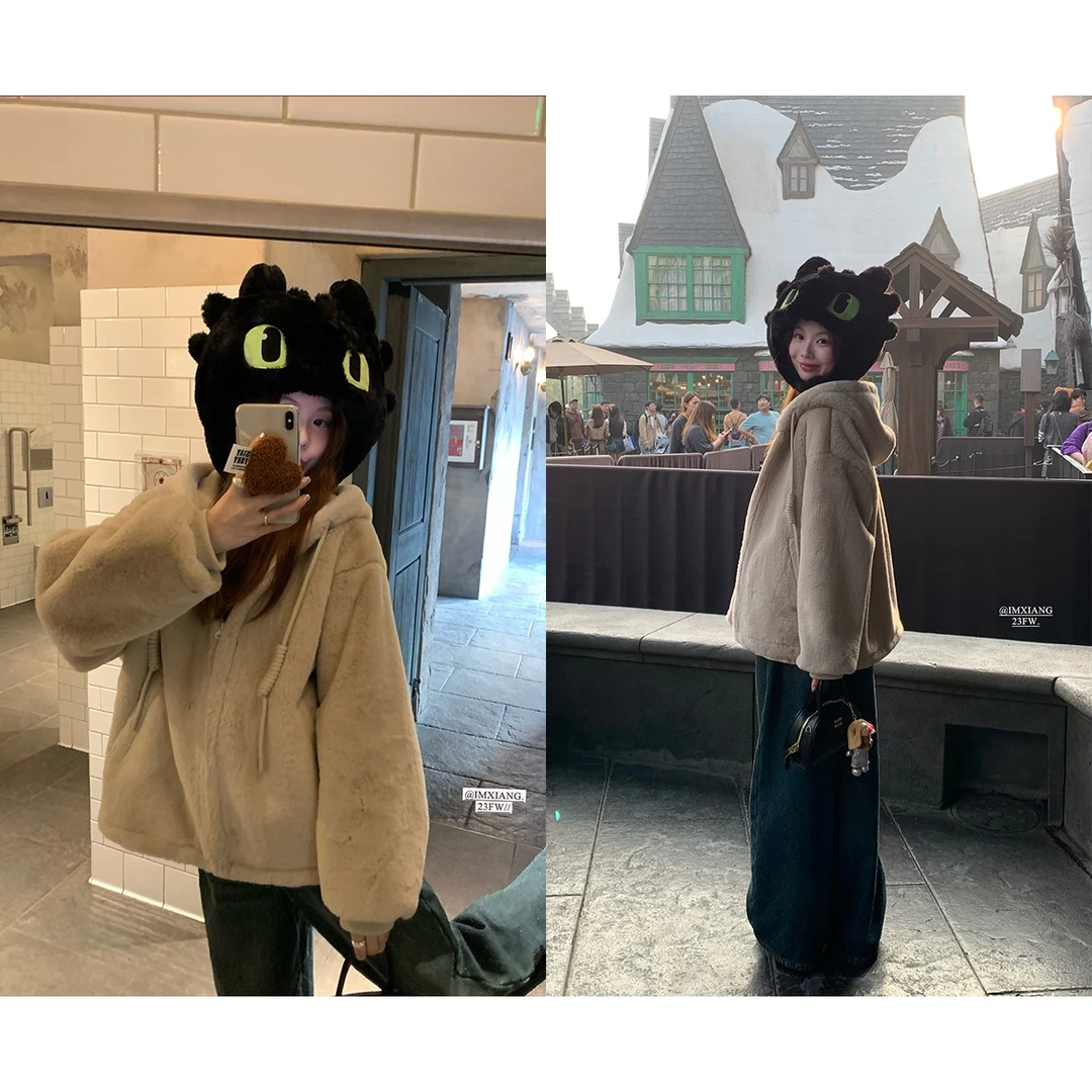 【9.22晚8点】im向 绒绒雪球！连帽女冬皮毛一体毛毛外套双面