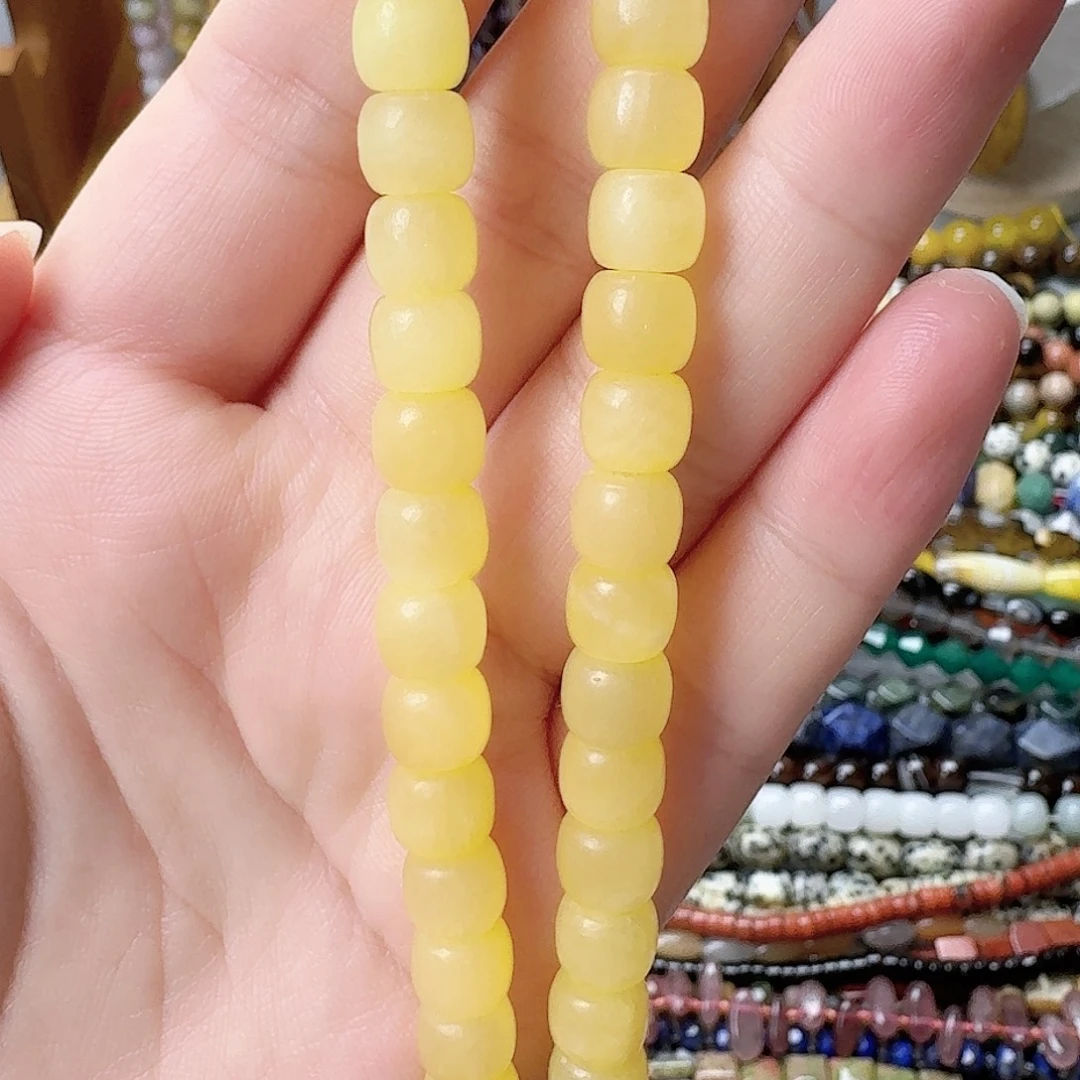 未镶嵌玛瑙/玉髓珠宝半成品卡8米黄玉老型珠一条