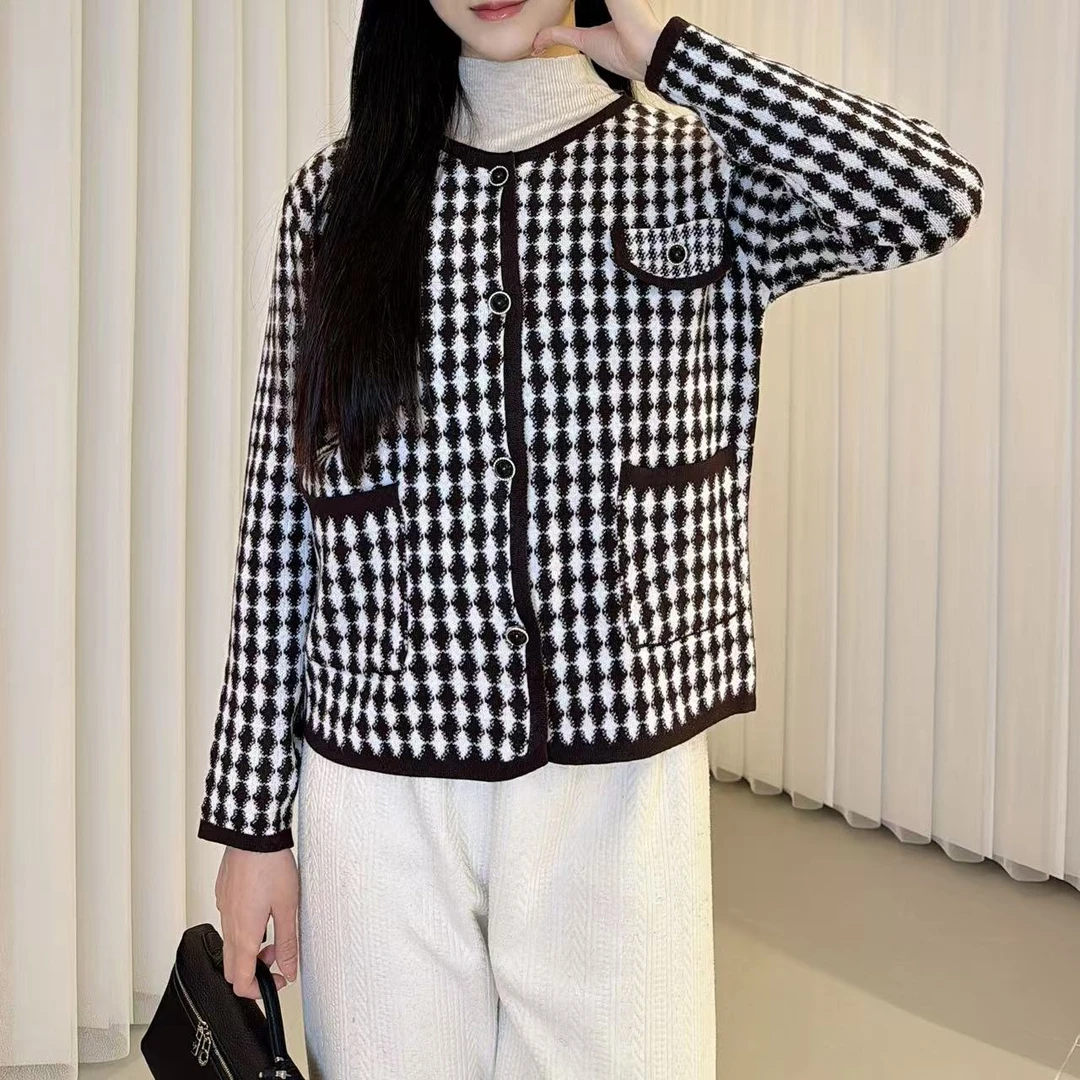 高端时尚小香风甜美显瘦圆领短外套女新款百搭韩版