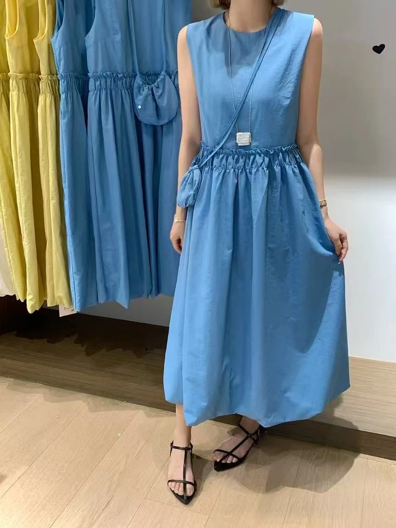 新款休闲韩版百搭收腰无袖连衣裙F82665（不含包）