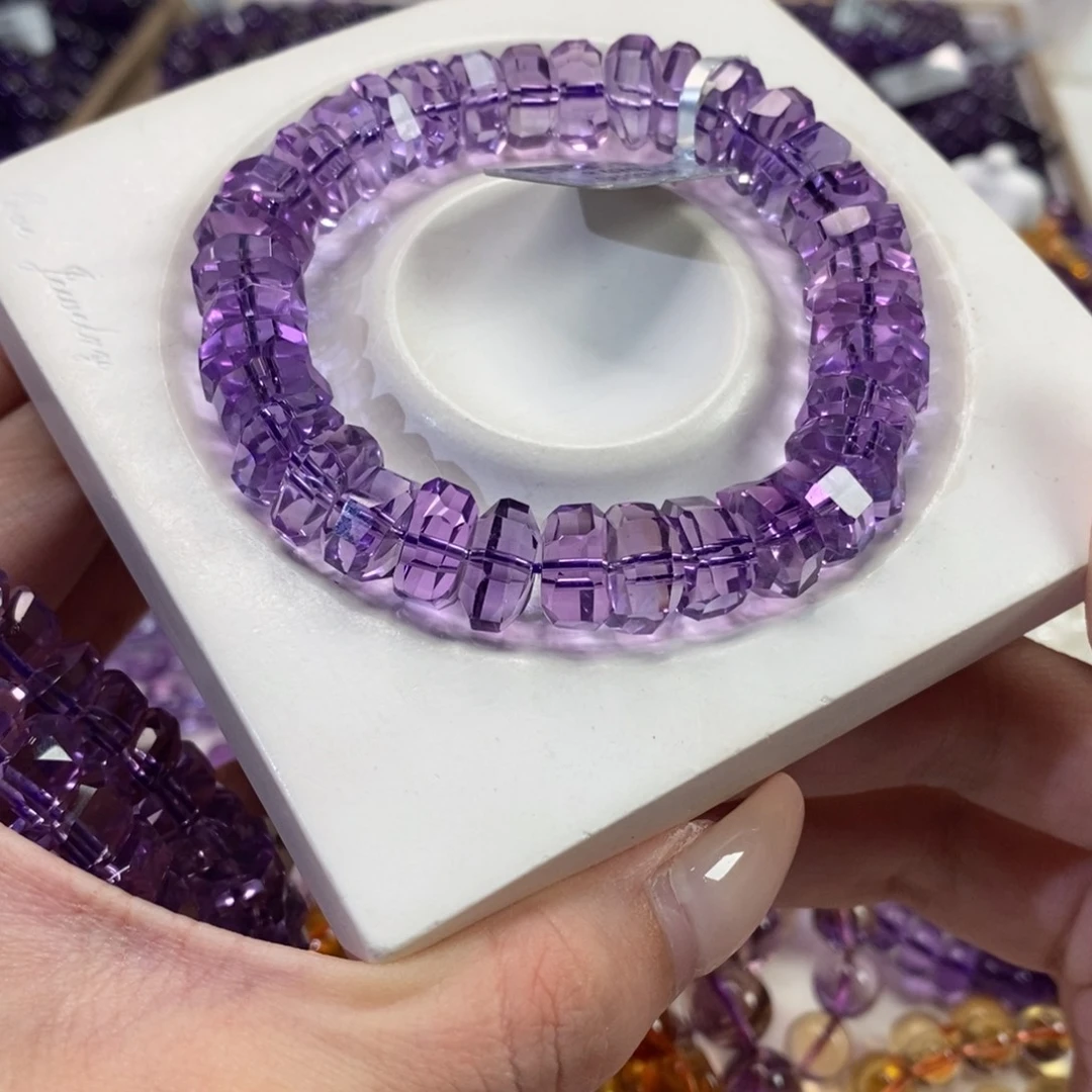 未镶嵌手链水晶12km巴西紫水晶烟花切