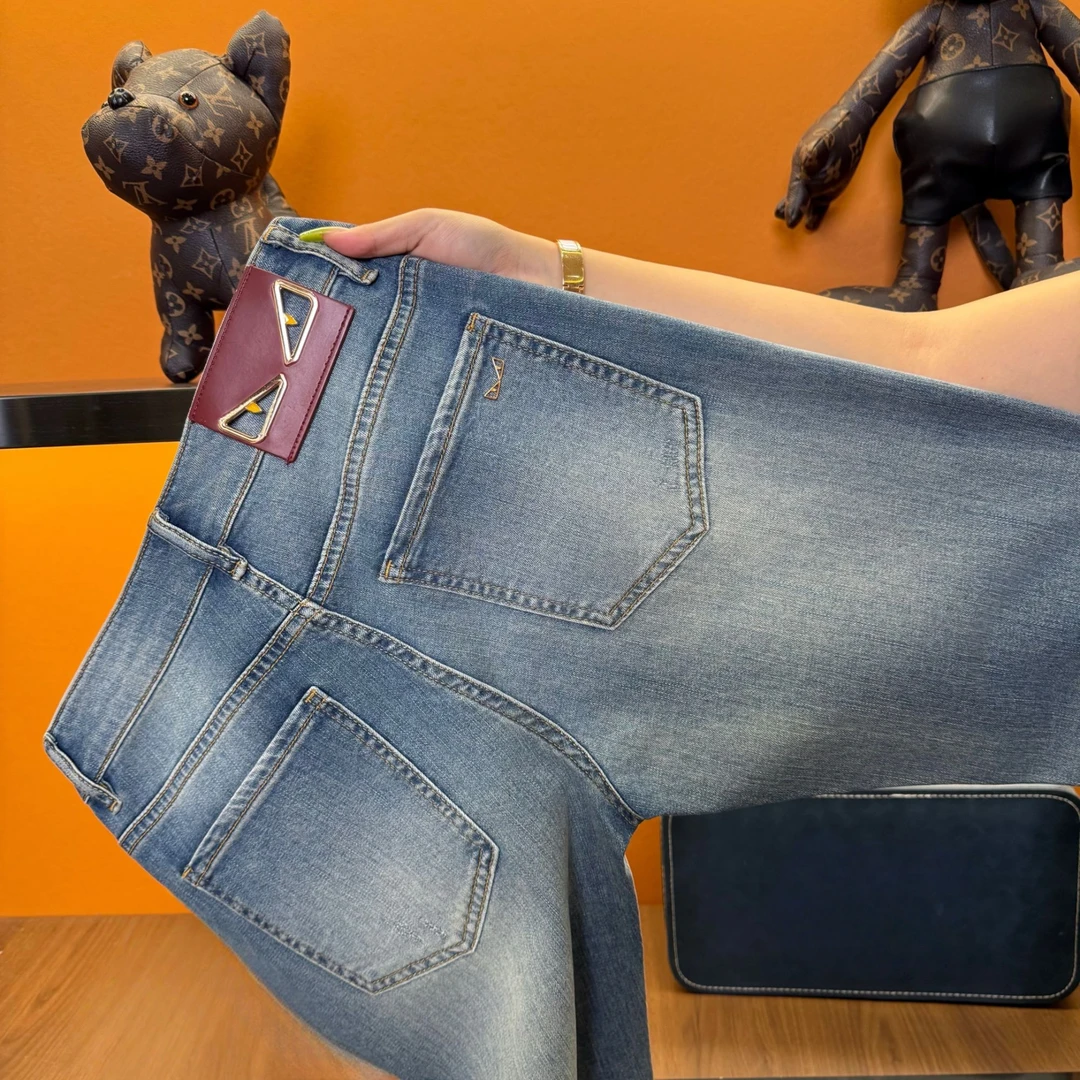 6373--男士夏季修身小直筒牛仔裤2025新款