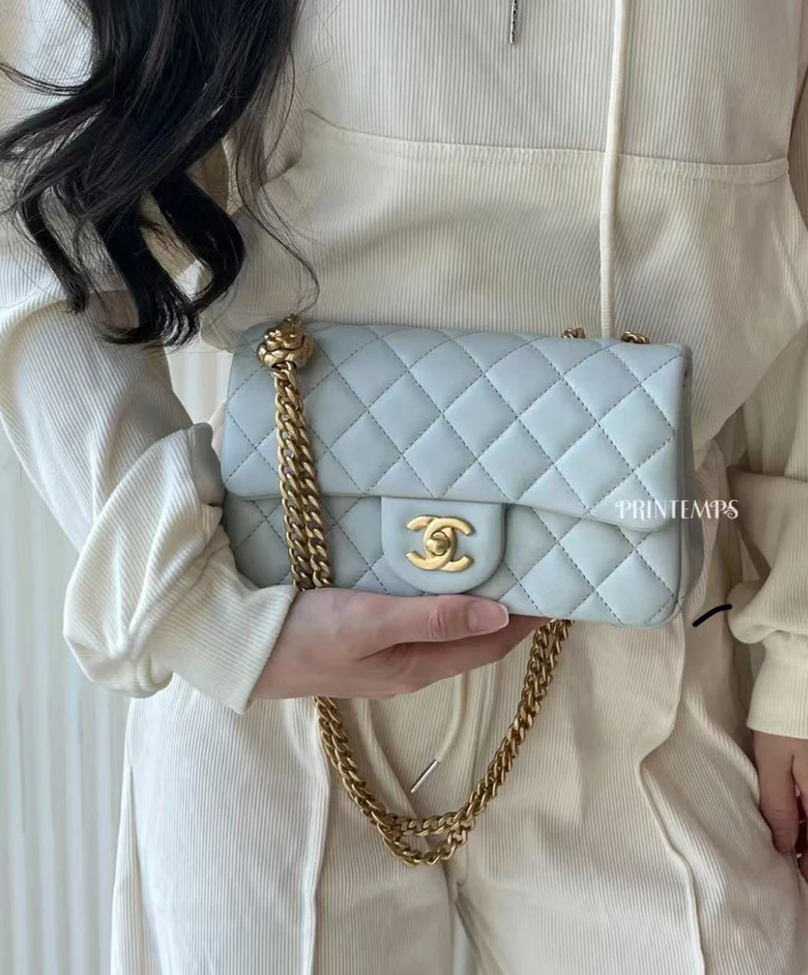 95新 Chanel/香奈儿 GGS丨23s山茶花金球大mini雾霾蓝/77433717