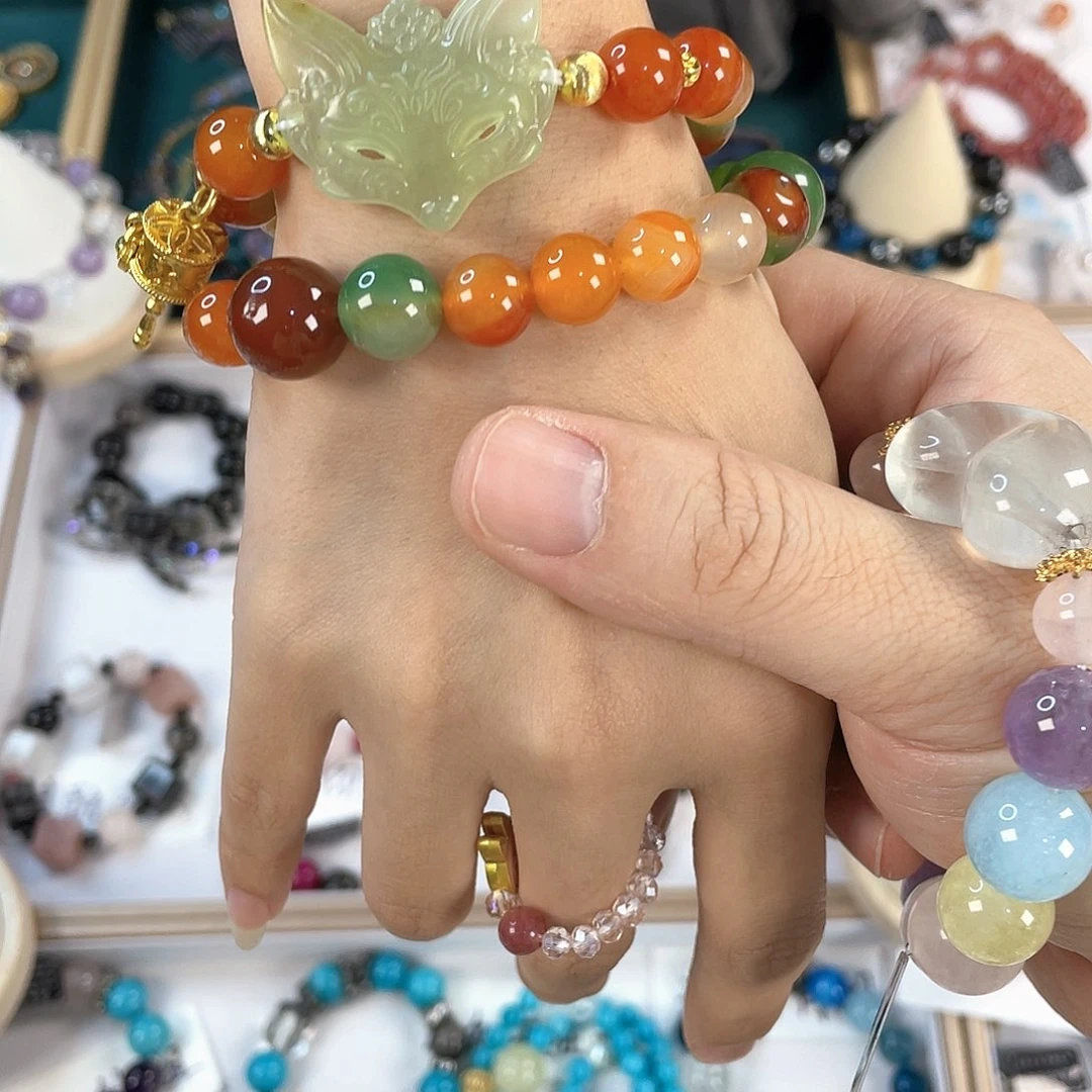 水晶手链银S925镀金镶嵌