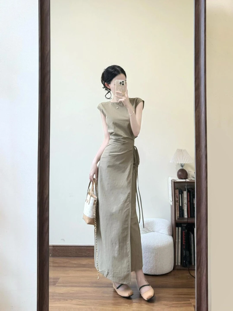 极简时装周Lem风绑带上衣显瘦半裙夏季新款韩系休闲减龄气质套装