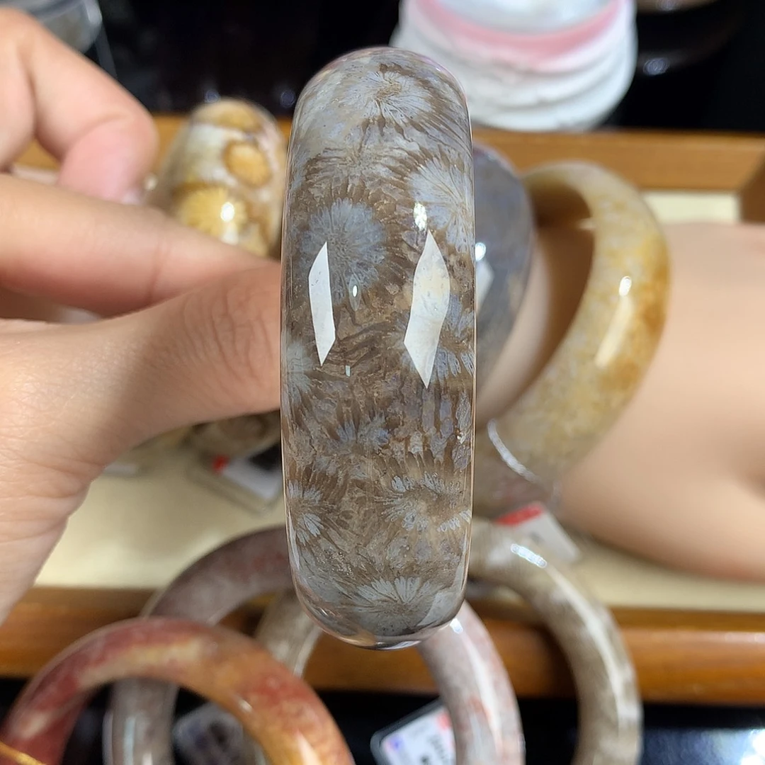 吊坠(赠链)未镶嵌硅化珊瑚（珊瑚玉）34号大花56圈口
