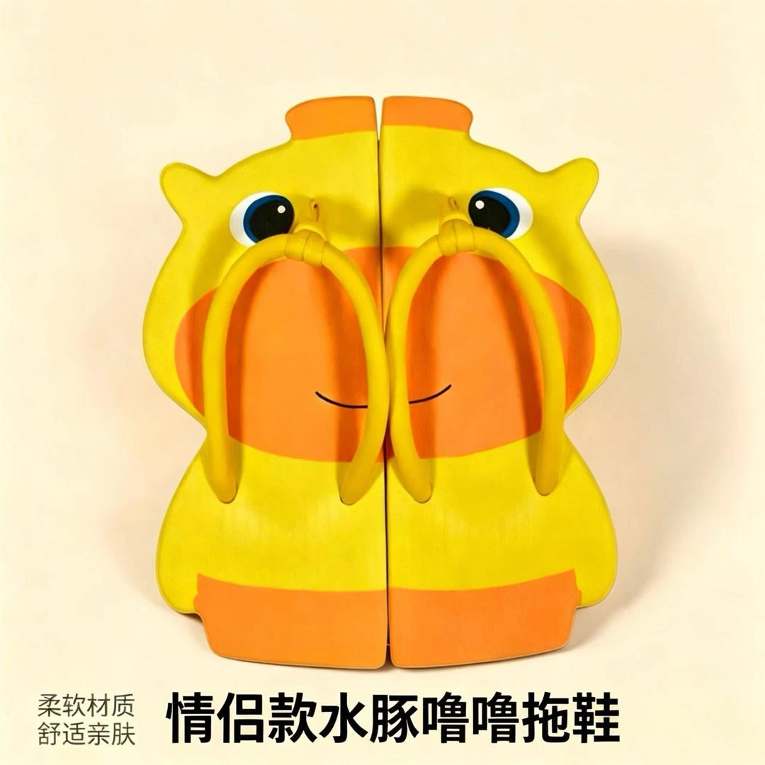 可爱卡通水豚噜噜奶龙拖鞋情侣款夏季室内居家防滑外穿凉拖亲子