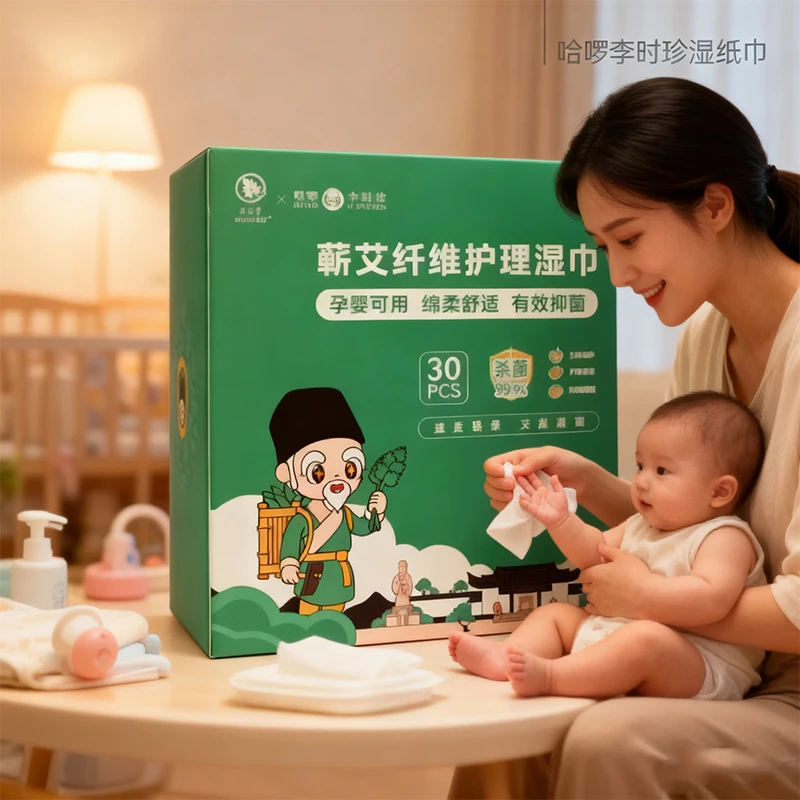 蕲艾堂湿巾透气亲肤家用母婴护理草本抑菌绵柔便携婴幼儿湿纸巾