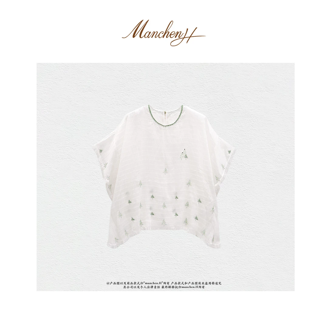 Manchenh“生命美学”重磅手工坊系列定位绣气质减龄上衣（含内搭）