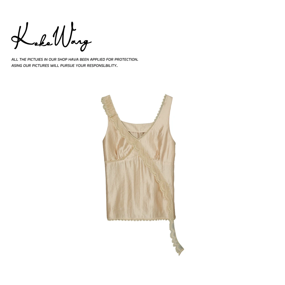 KOKO WANG性感绝美V领蕾丝边外穿高级感叠搭背心522625C29N41