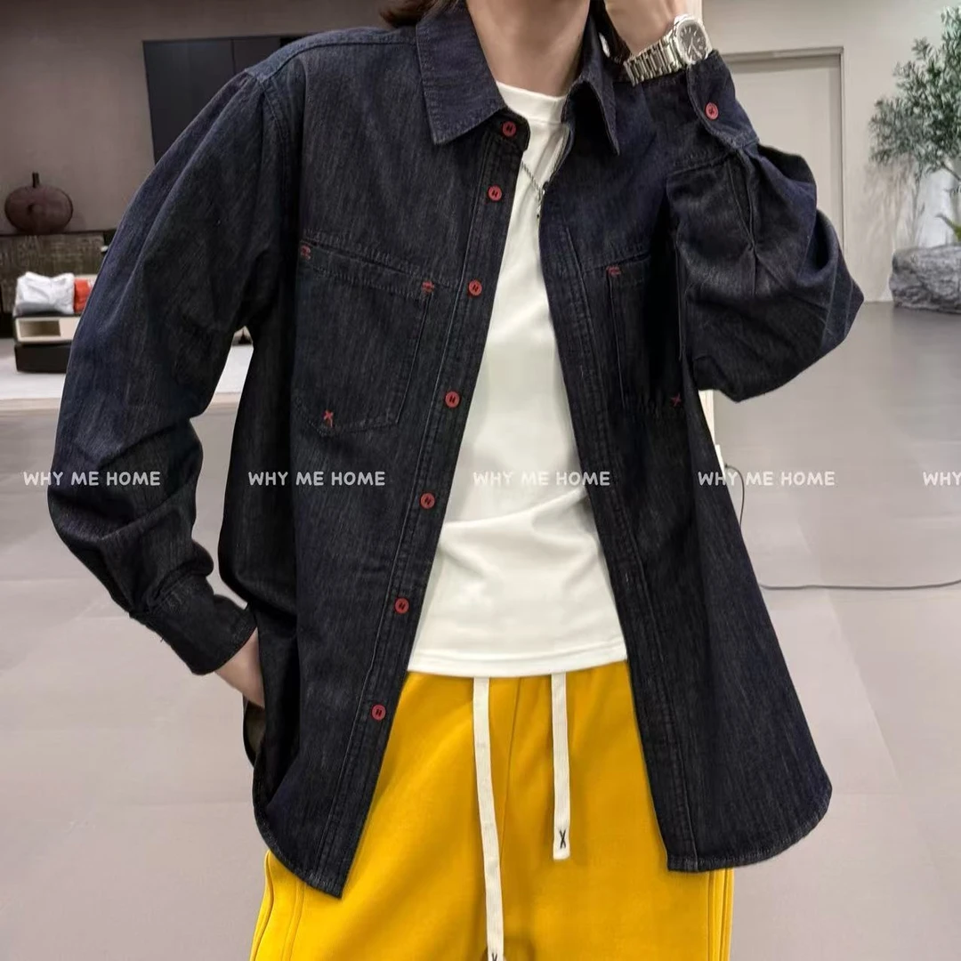 【红扣牛仔】韩版复古休闲百搭显瘦衬衣5508