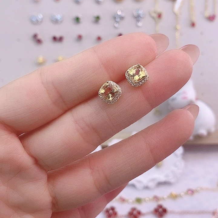 水晶耳饰银S925镶嵌耳饰