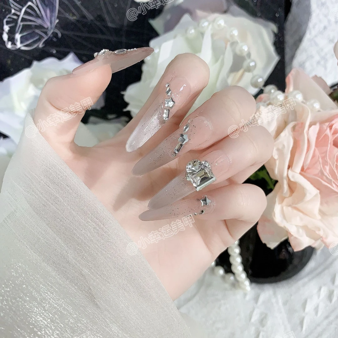 【6*8高品冰糖成品堆钻裸色】美甲钻饰品成品钻石方糖高级高闪爆闪