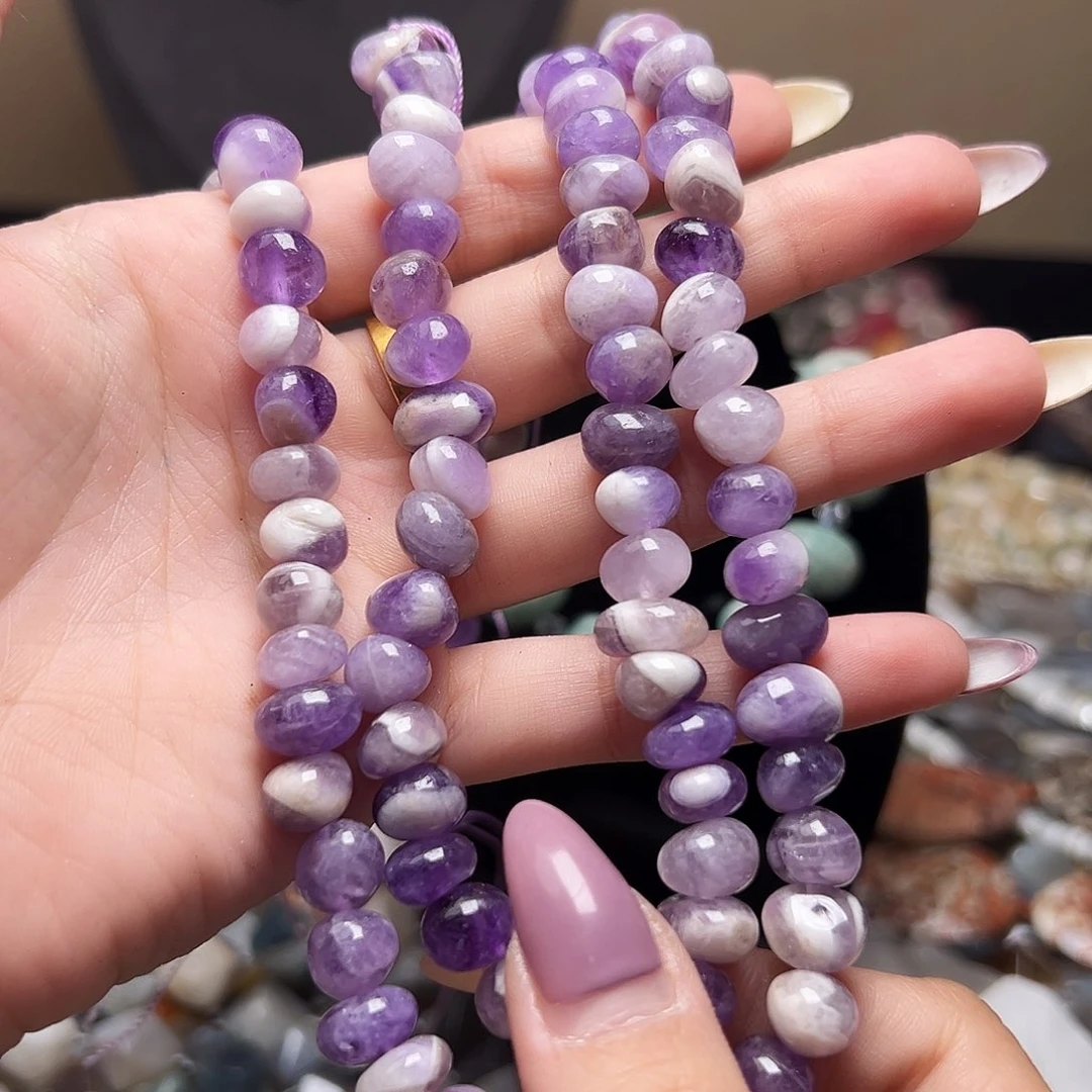 玛瑙/玉髓合金珠宝半成品d519 9.5m 高货紫水晶一条