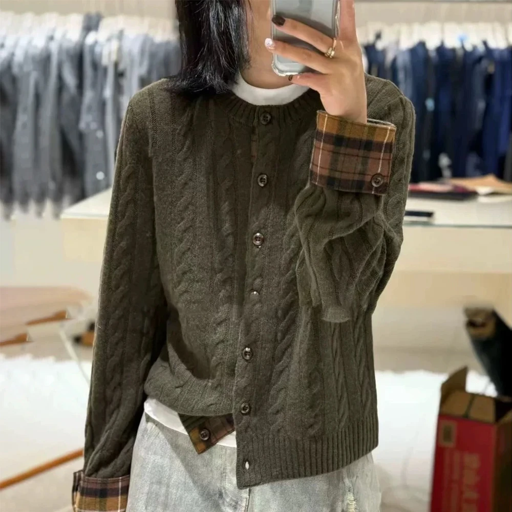 秋冬女麻花纹针织开衫女2025新款慵懒高级感减龄宽松显瘦毛衣上衣