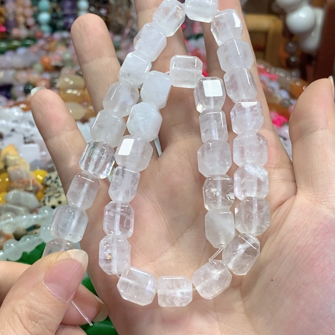 未镶嵌玛瑙/玉髓珠宝半成品白水晶方糖一条卡10mm