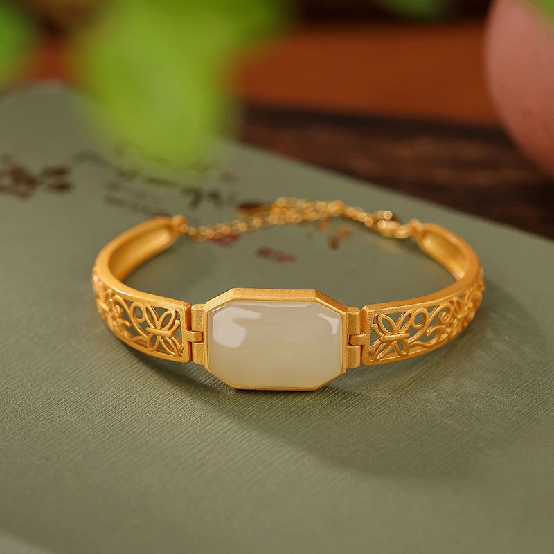 【四方来财手镯】天然和田玉S925银手表手镯可以调节大小