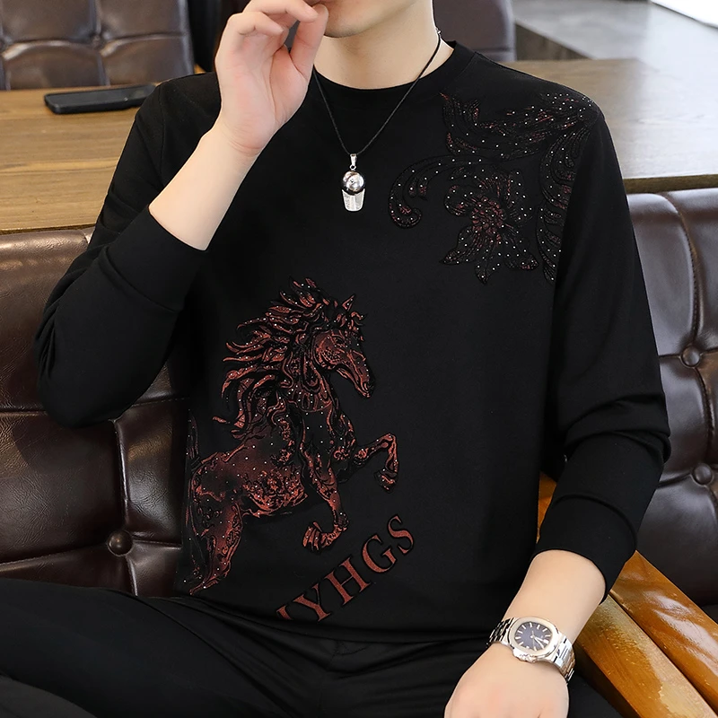 皕豹卫衣男士薄款套头宽松上衣长袖休闲圆领时尚潮流秋冬