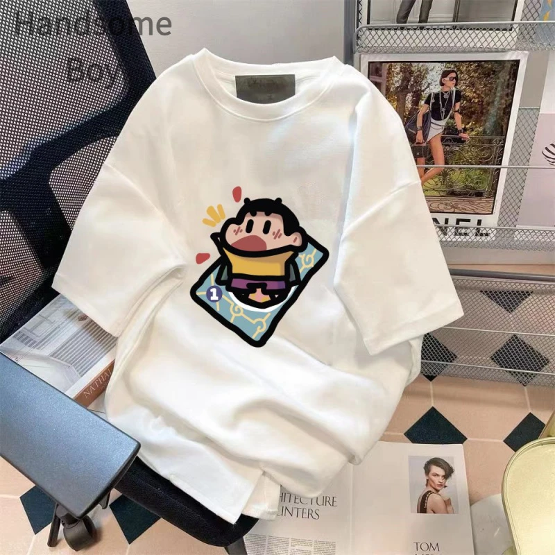 t恤上衣纯棉秋季宽松印花时尚休闲ins真仕漫100%纯棉秋季圆领中袖